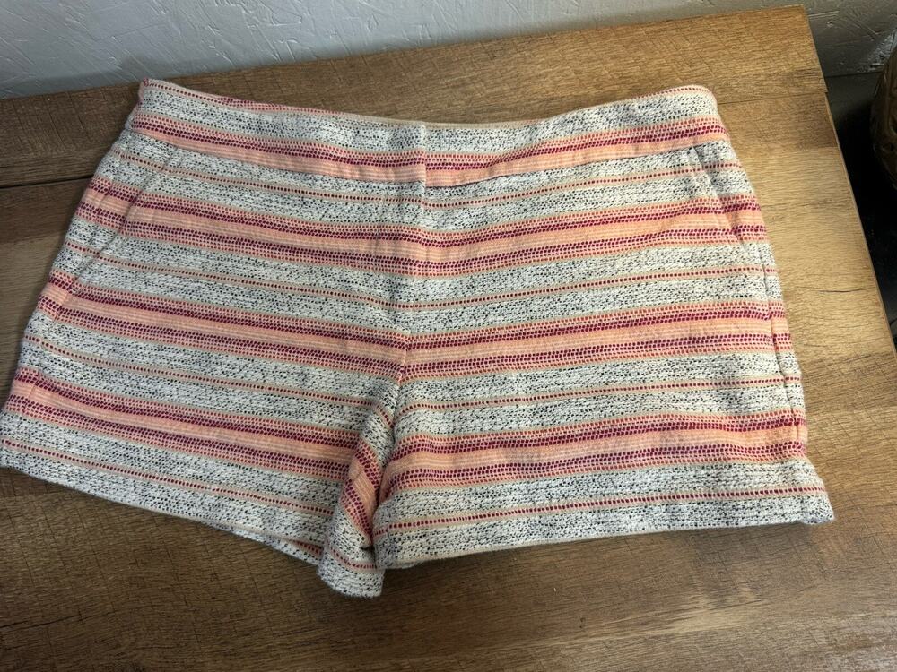 Women's 4" Shorts Size 8 LOFT Orange Gray Stripe Beachy 95% Cotton
